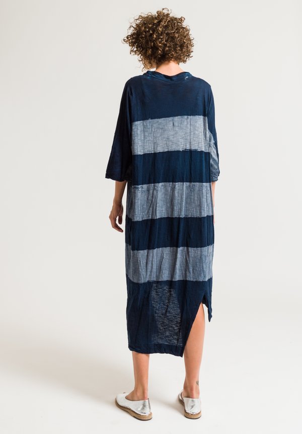 Gilda Midani Long Super Dress in Stripes Deep Blue & Tin	