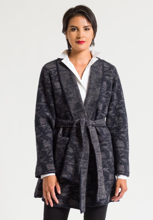 Lainey Keogh Belted Tuxedo Cardigan in Navy	