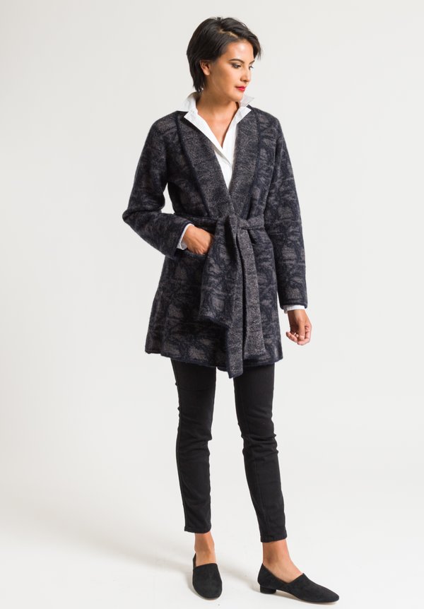Lainey Keogh Belted Tuxedo Cardigan in Navy	