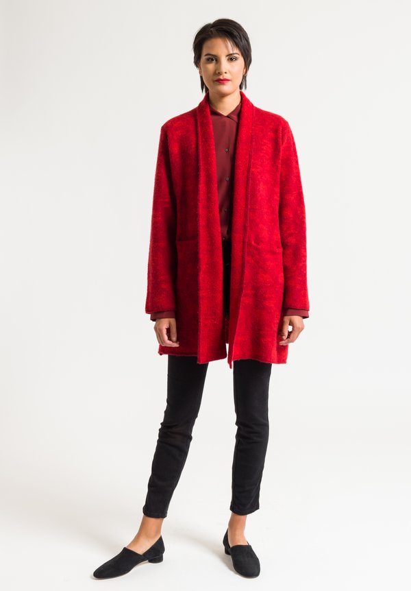 Lainey Keogh Belted Tuxedo Cardigan in Red	