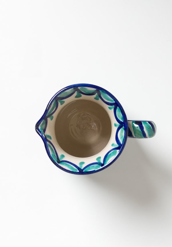 Casa Lopez Hand Painted Small Pitcher Green/ Blue	