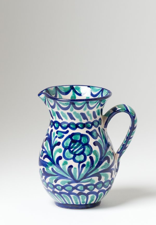 Casa Lopez Hand Painted Small Pitcher Green/ Blue	