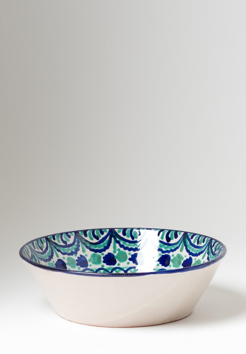 Casa Lopez Hand Painted Medium Serving Bowl Green/ Blue	