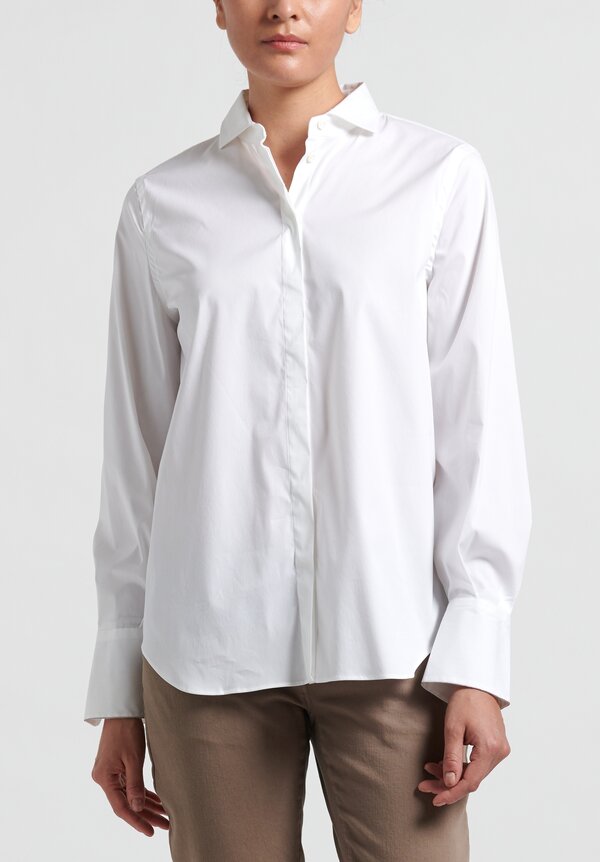 Brunello Cucinelli Poplin Monili Cuff Shirt in White	