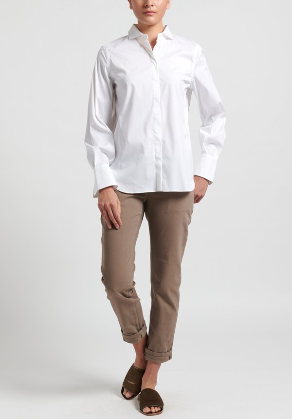 Brunello Cucinelli Poplin Monili Cuff Shirt in White	