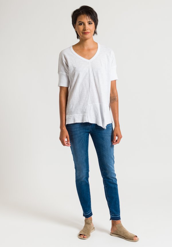 Closed Baker Cropped Distressed Hem Jeans in Strong Blue	