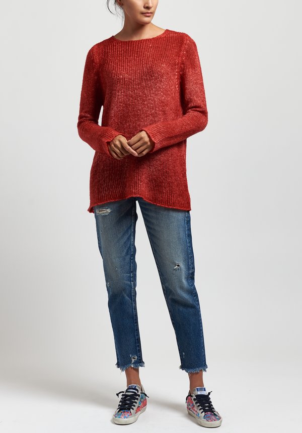 Avant Toi Loose Knit Sweater in Coral	