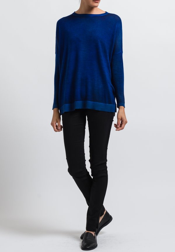 Avant Toi Cashmere/ Silk Relaxed Lightweight Sweater in Nero/ China	