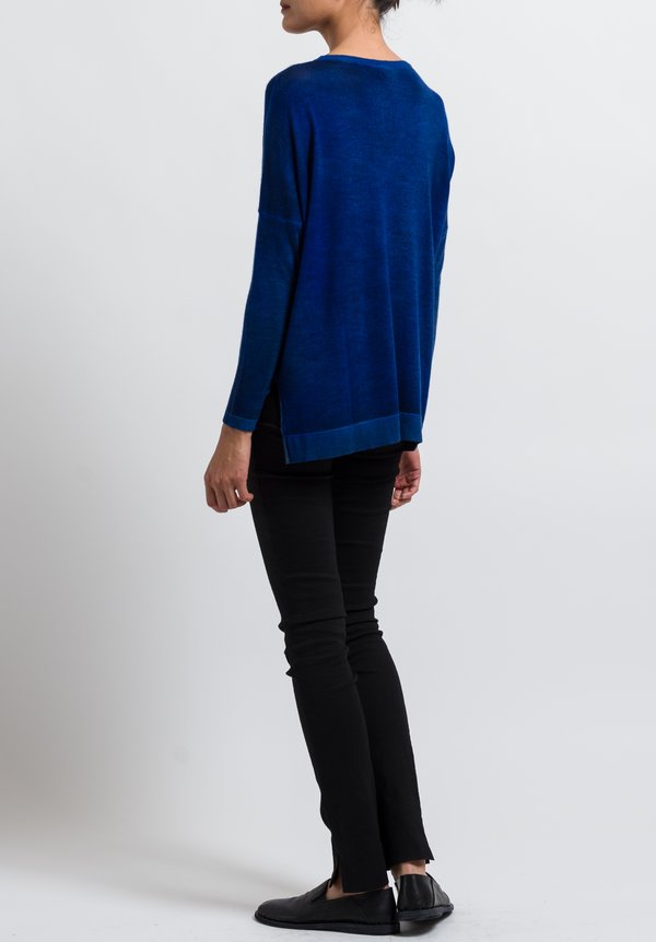 Avant Toi Cashmere/ Silk Relaxed Lightweight Sweater in Nero/ China	