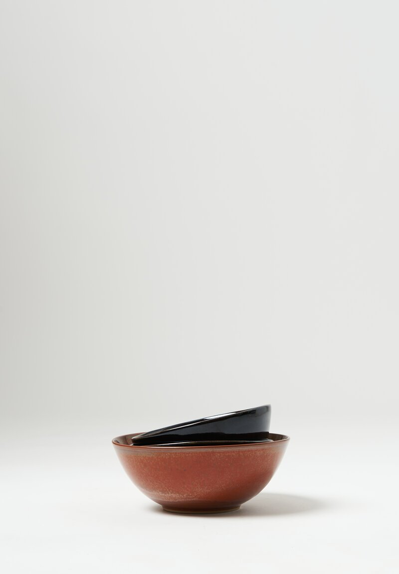 Christiane Perrochon Handmade Stoneware Small Bowl Irorn Red	