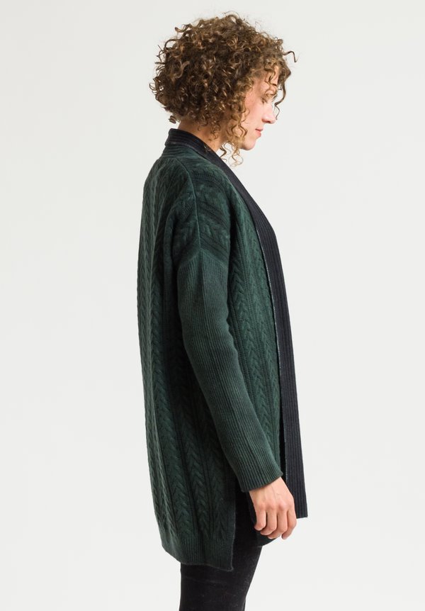 Avant Toi Cable Knit Cardigan in Forest	