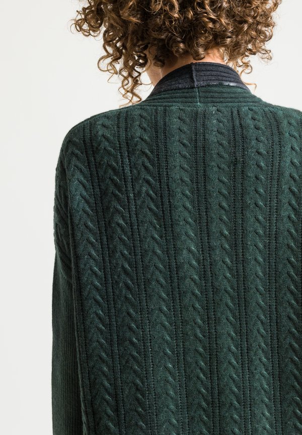 Avant Toi Cable Knit Cardigan in Forest	
