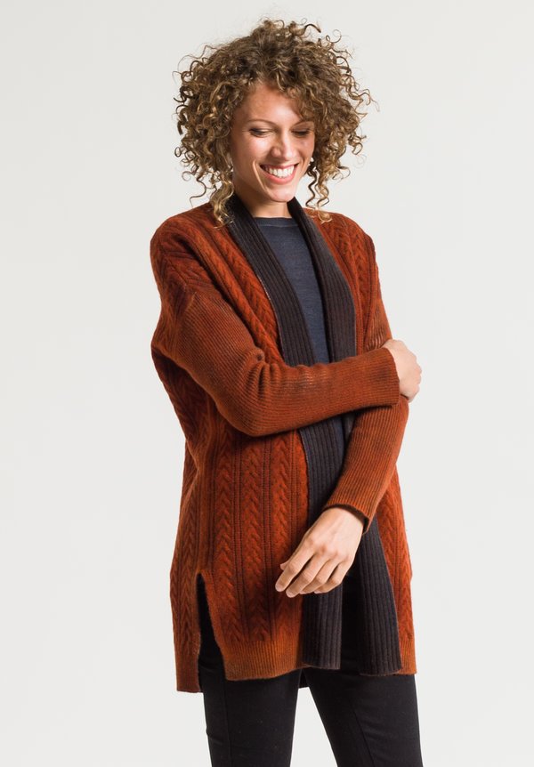 Avant Toi Cable Knit Cardigan in Equator	