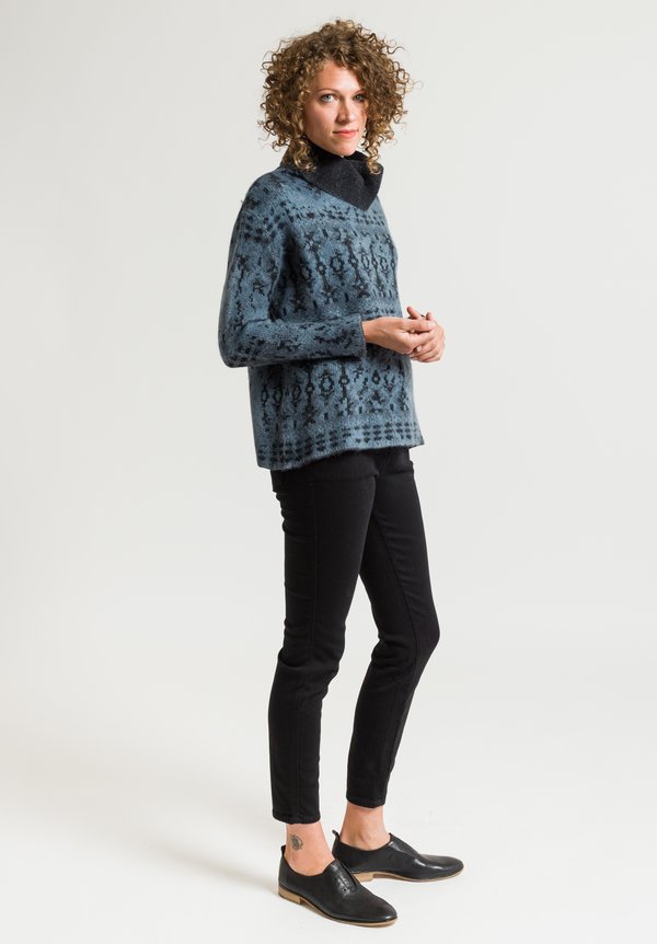 Avant Toi Jacquard Turtleneck Sweater in Glass	