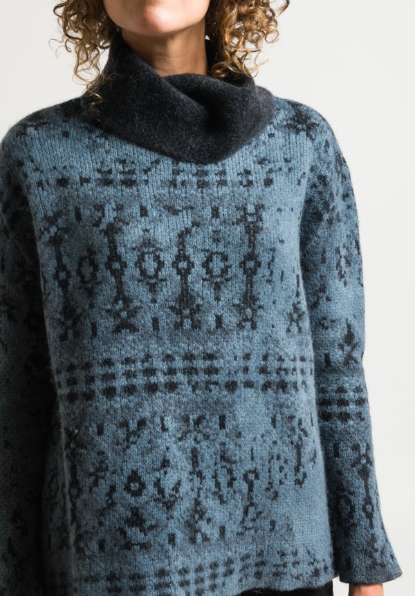 Avant Toi Jacquard Turtleneck Sweater in Glass	