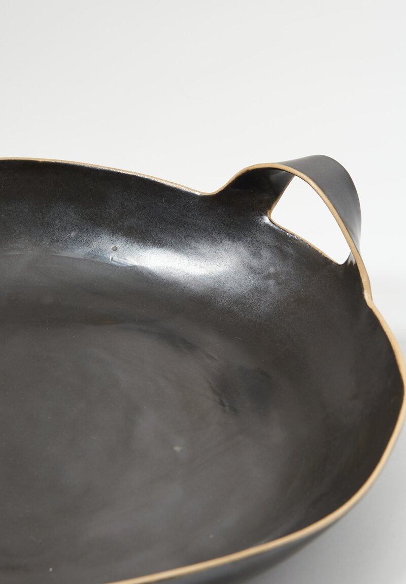 Laurie Goldstein Large Ceramic Bowl with Handles in Black	