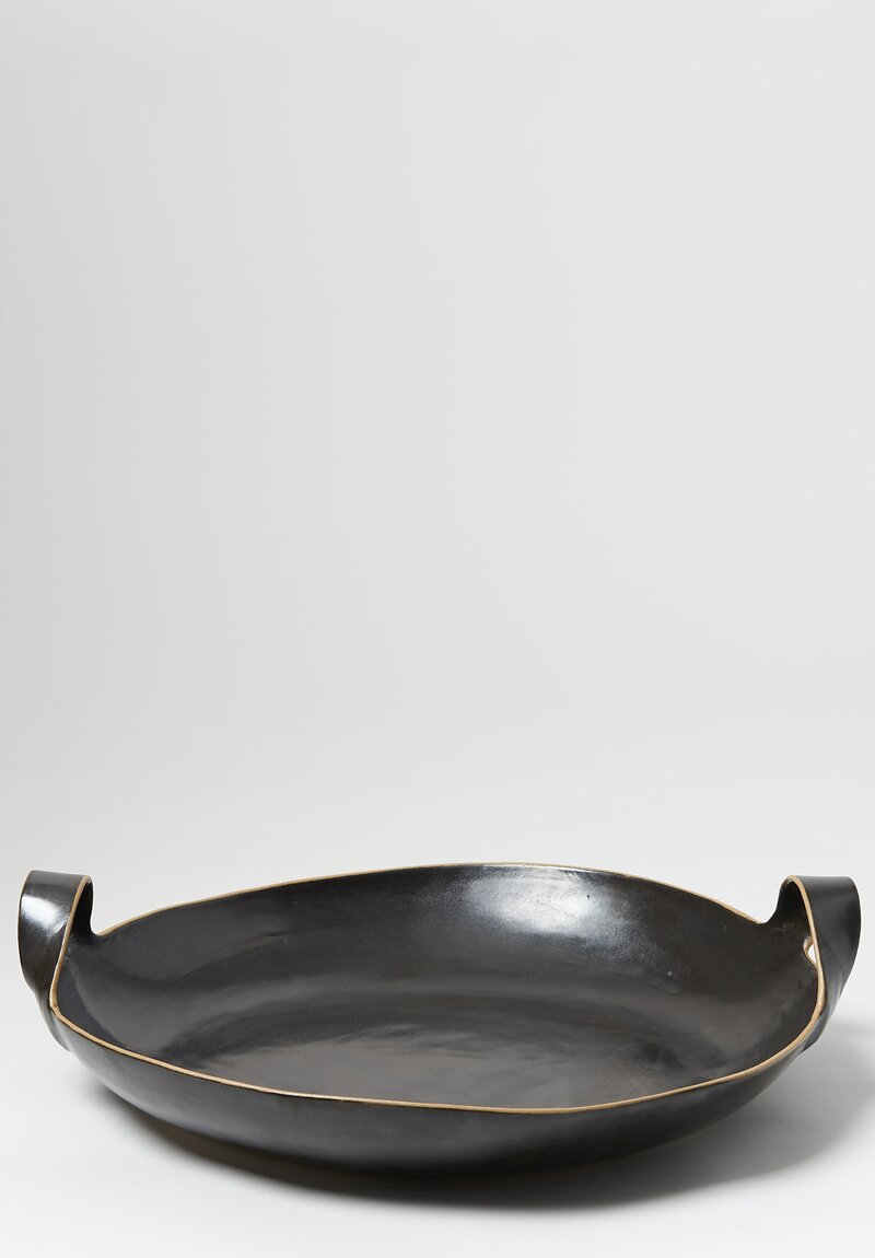 Laurie Goldstein Large Ceramic Bowl with Handles in Black	