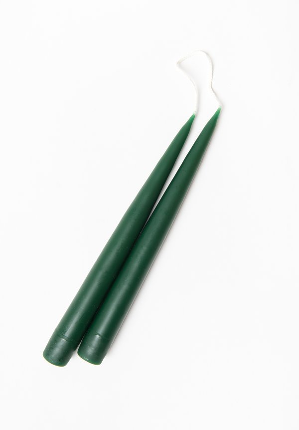 Hand Dipped Short Taper Candles in Forest Green