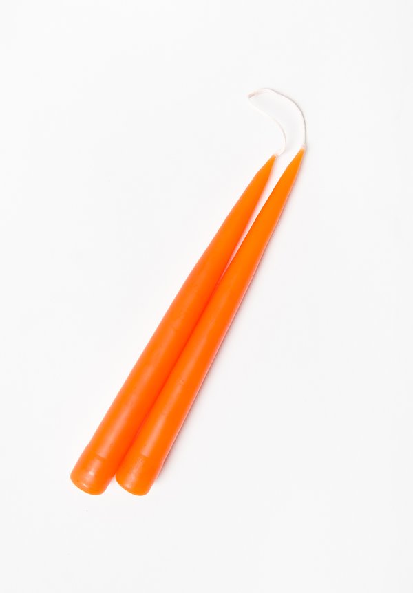Hand Dipped Short Taper Candles in Tangerine