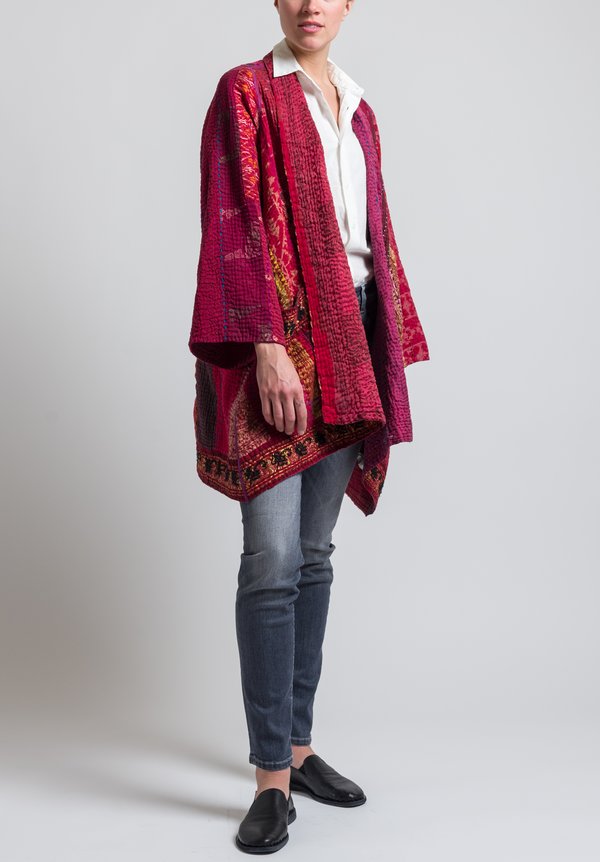 Mieko Mintz 4-Layer Stripe Ralli Jacket in Red/ Berry	