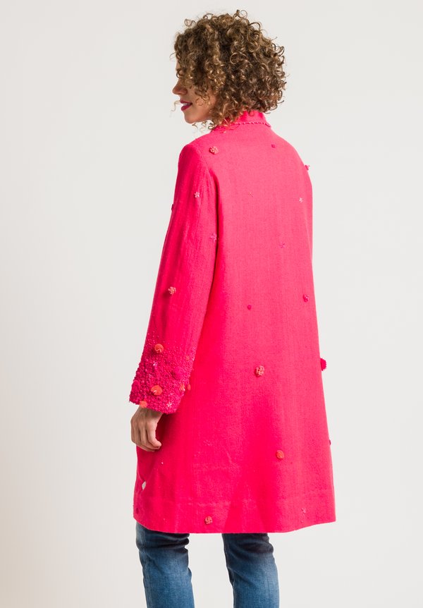Péro Embroidered Coat in Pink	