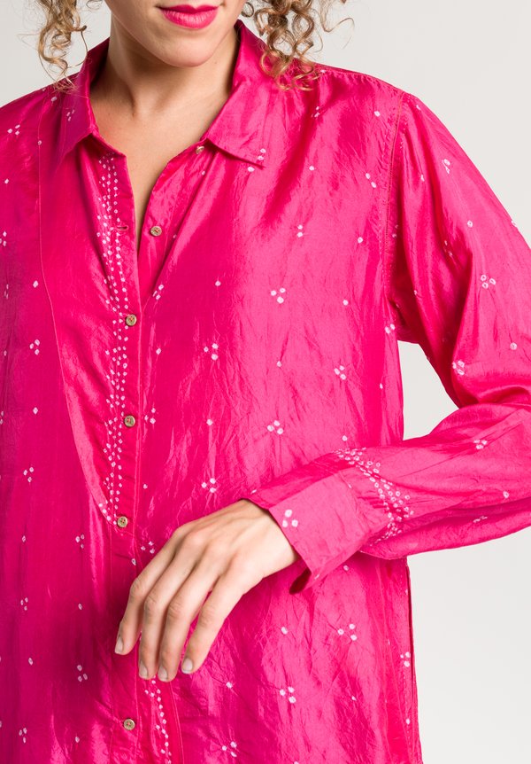 Péro Long Shibori Dyed Shirt in Pink