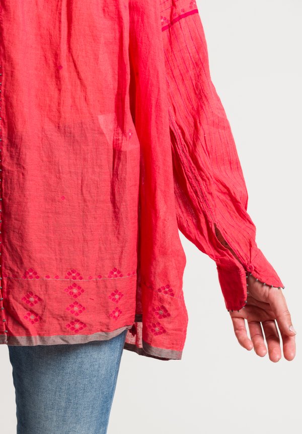 Péro Oversized Button-Down Shirt in Coral	