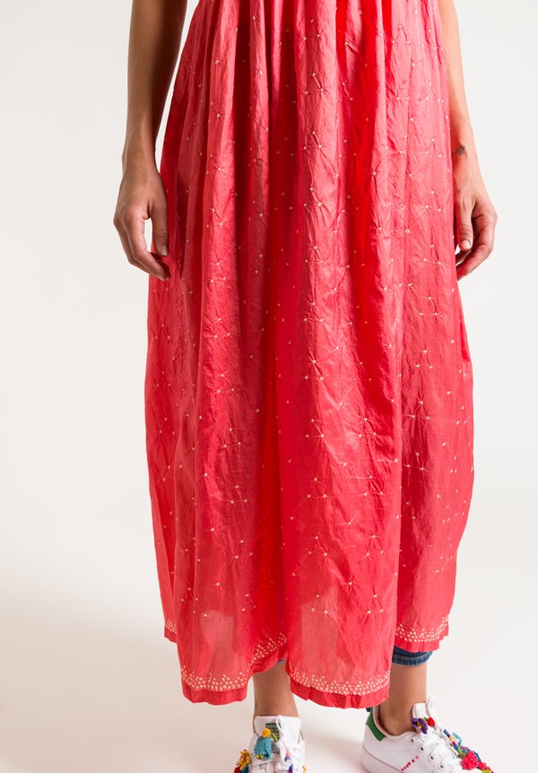 Pero Silk Shibori Dyed Dress in Coral	