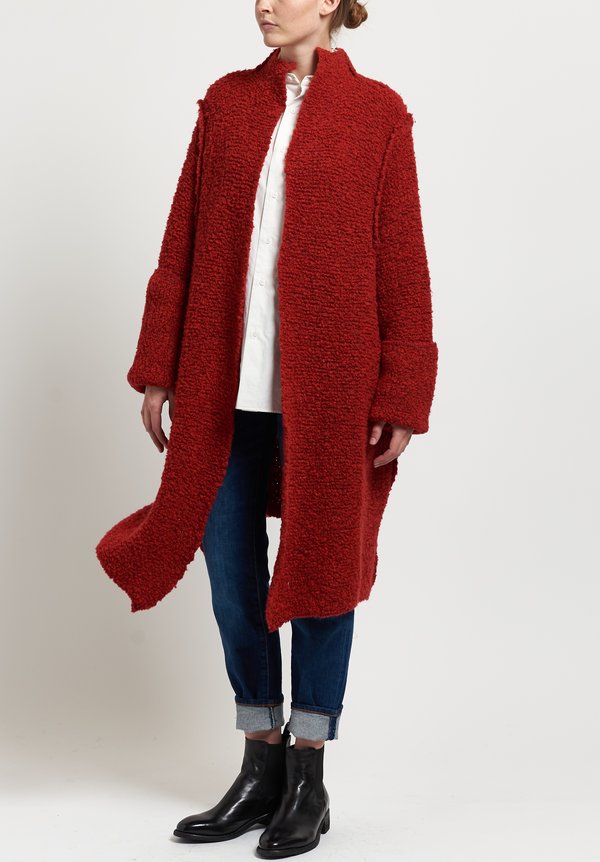 Shi Cashmere Super Yak Knit Glenda Coat in Red Coco	