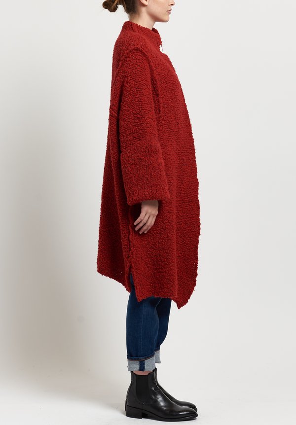 Shi Cashmere Super Yak Knit Glenda Coat in Red Coco	