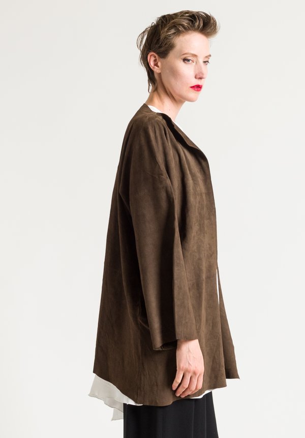 Shi Cashmere Suede Leather Jacket in Brown | Santa Fe Dry Goods ...