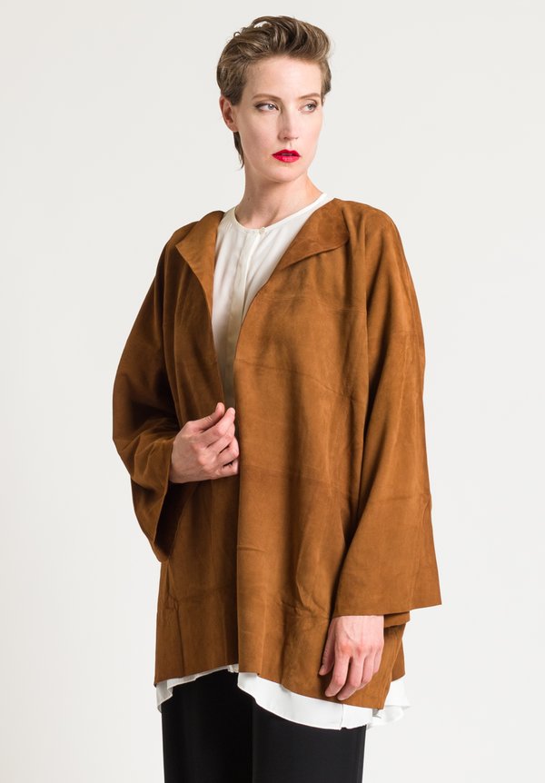 Shi Cashmere Suede Leather Jacket in Cognac | Santa Fe Dry Goods ...