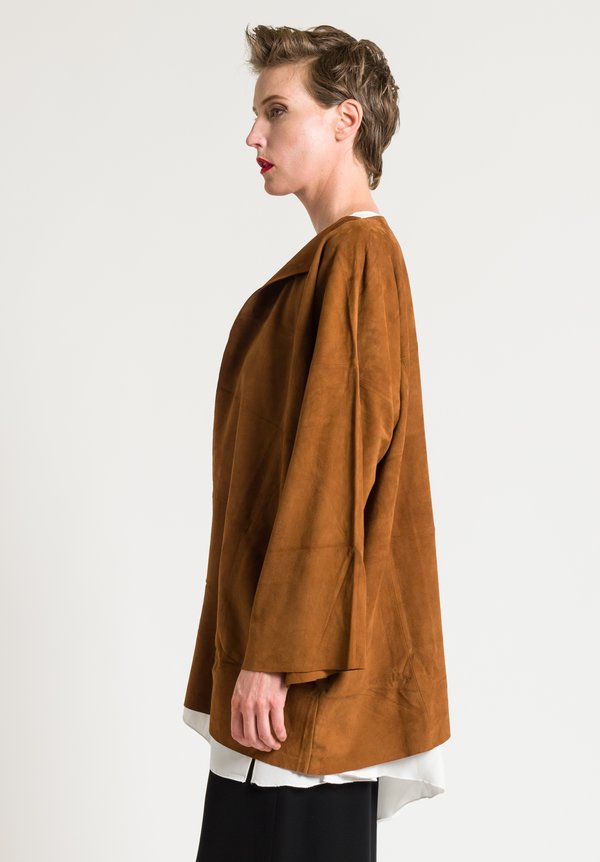 Shi Suede Leather Jacket in Cognac