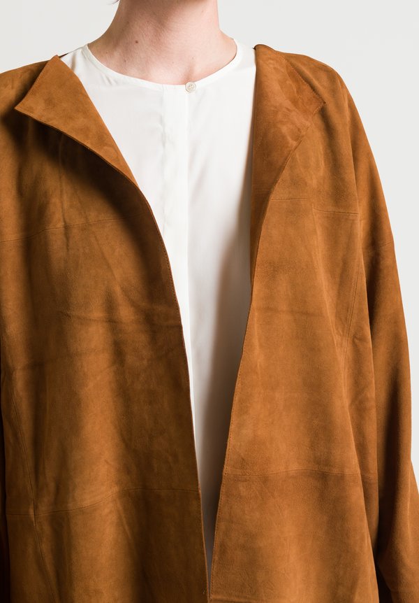 Shi Suede Leather Jacket in Cognac