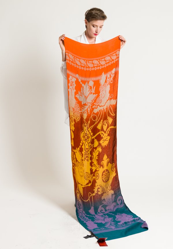 Etro Paisley Ombre Scarf in Teal/ Orange	