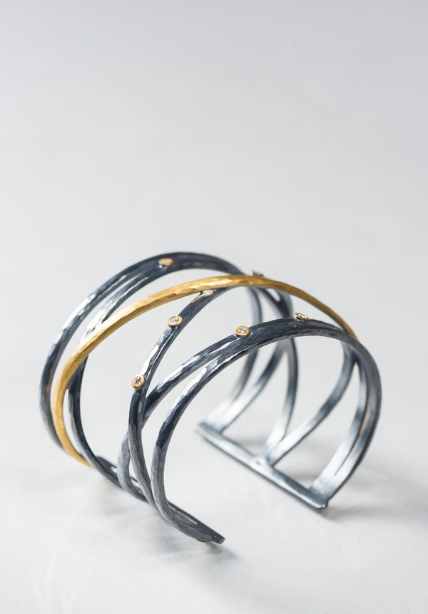 Lika Behar Ox. Silver, 24K, Diamond Layered Bracelet	