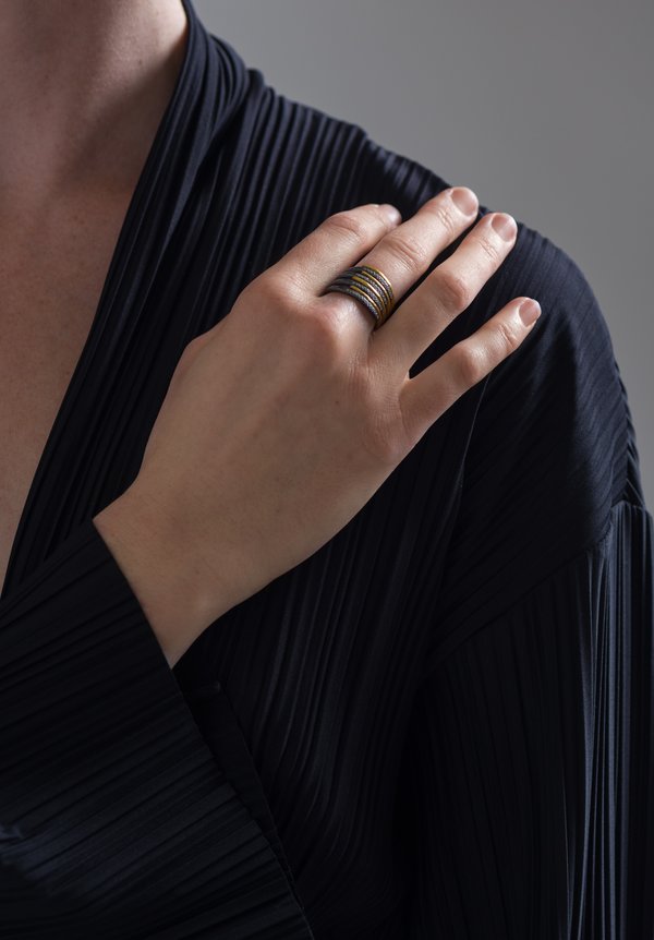 Lika Behar 24K, 8-Layer Diamond Zebra Ring	