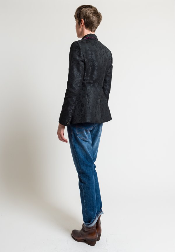 Etro Tailored Floral Jacquard Blazer in Black	