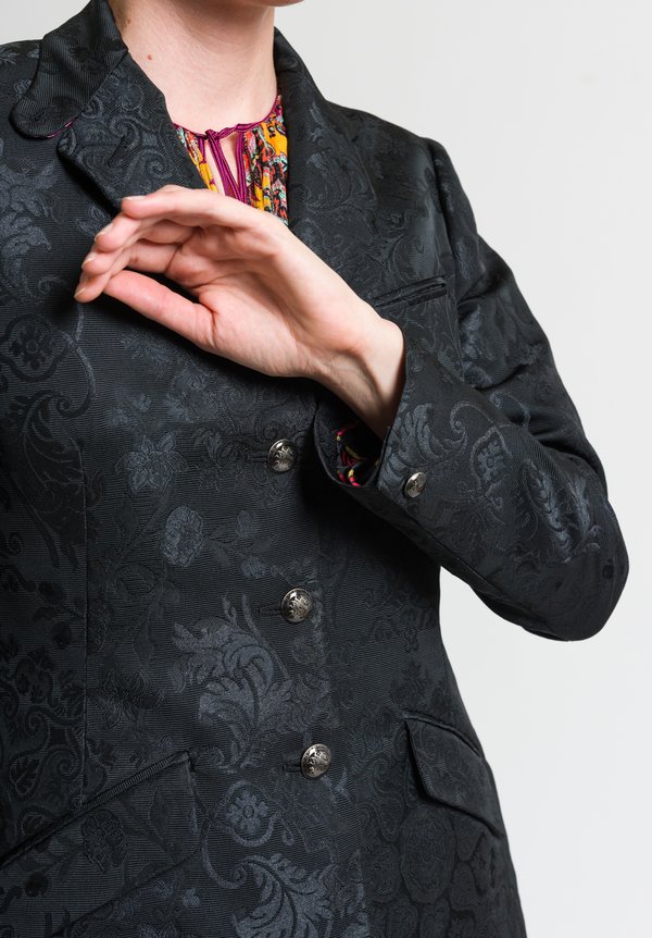 Etro Tailored Floral Jacquard Blazer in Black	