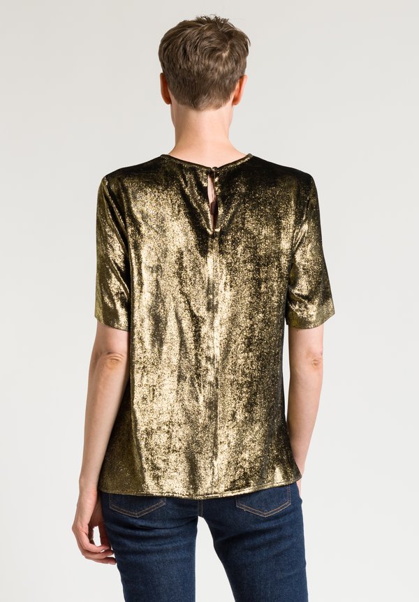 Etro Relaxed Metallic Top in Black/ Gold	
