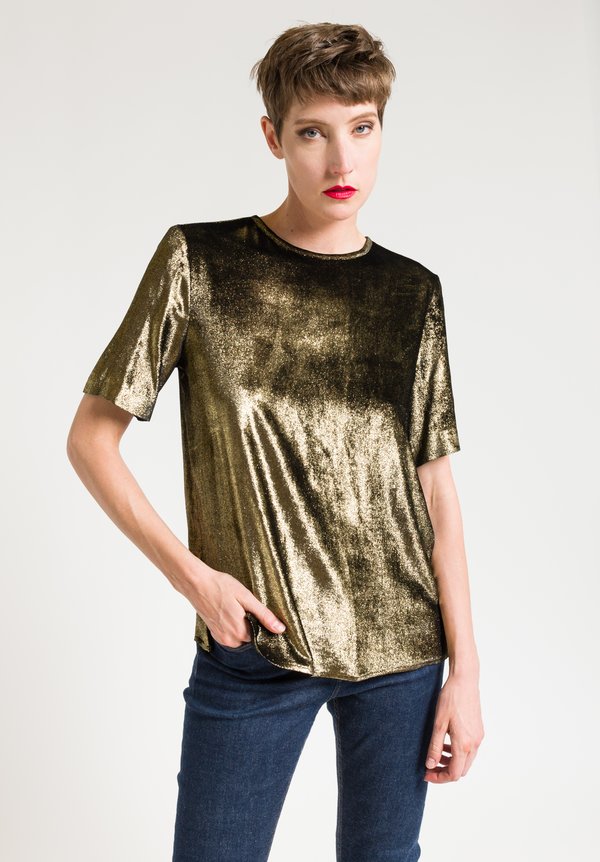 Etro Relaxed Metallic Top in Black/ Gold	