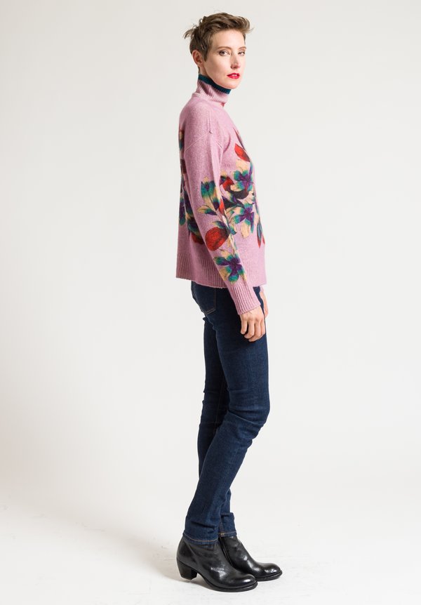 Etro Floral Turtleneck Sweater in Pastel Orchid	
