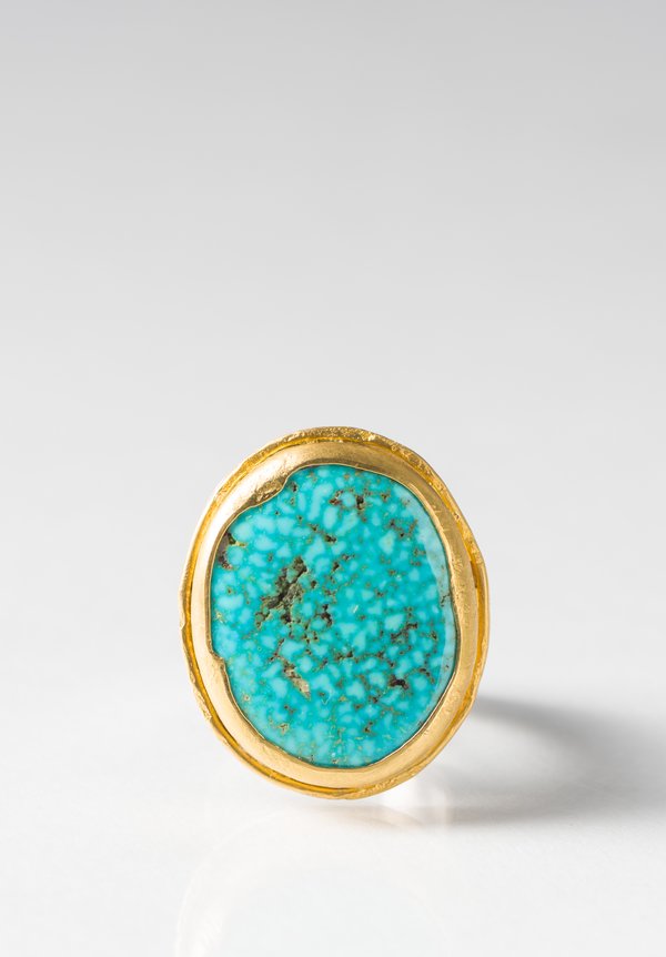 Greig Porter 22K, Circular Kingman Turquoise Ring	