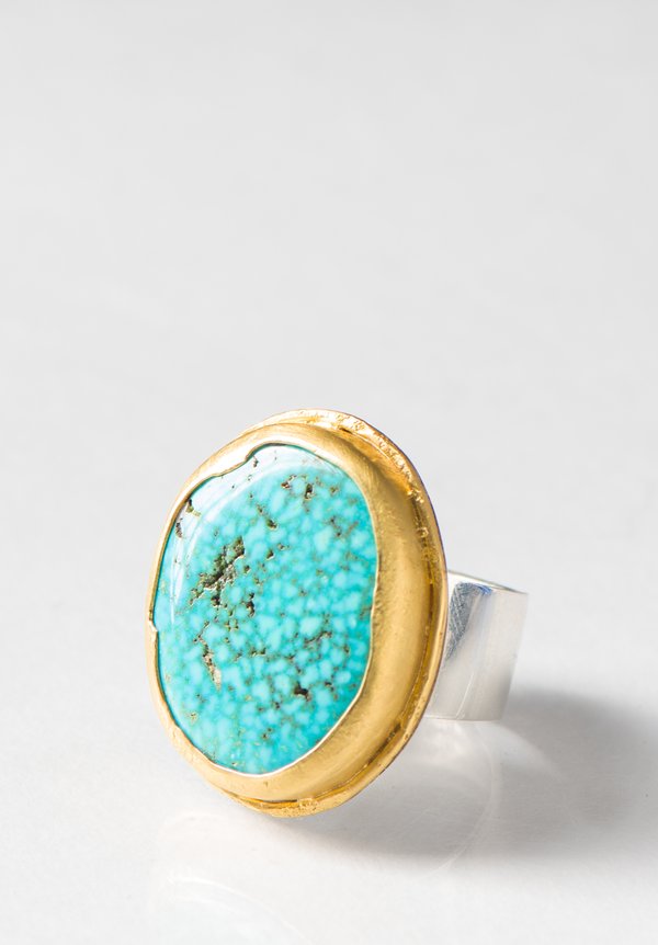 Greig Porter 22K, Circular Kingman Turquoise Ring	