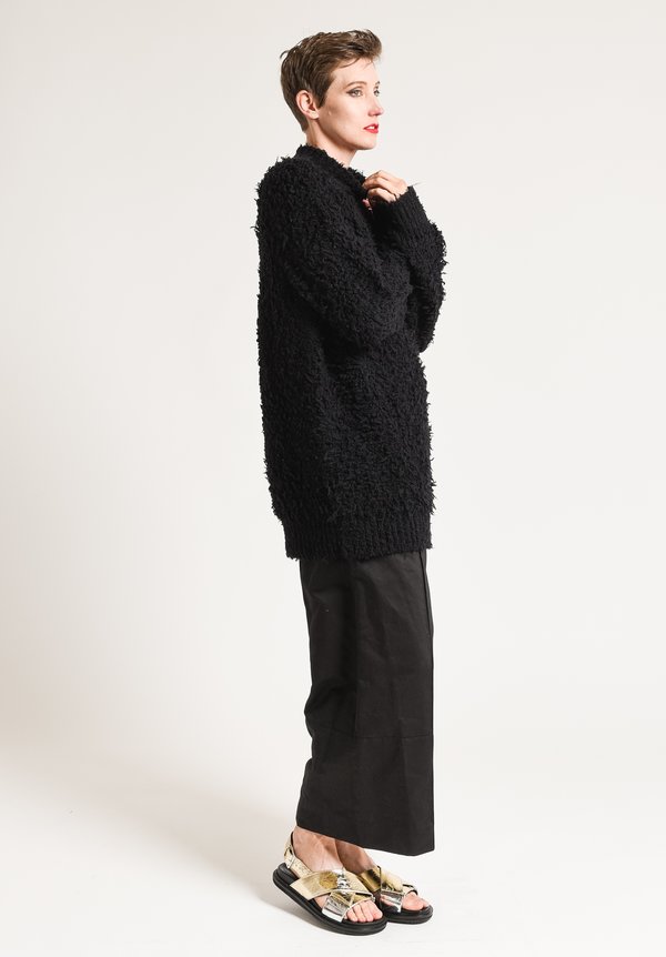 Marni Faux Fur Turtleneck Sweater in Black	