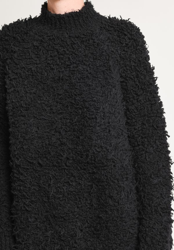 Marni Faux Fur Turtleneck Sweater in Black	