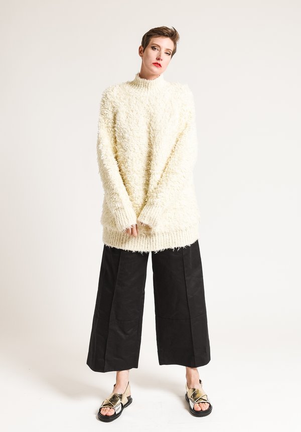 Marni Faux Fur Turtleneck Sweater in Snow White	