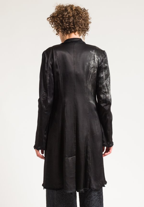 Jaga Long Metallic Detail Coat in Black	