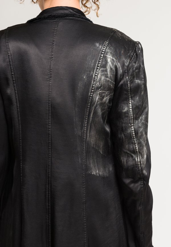 Jaga Long Metallic Detail Coat in Black	