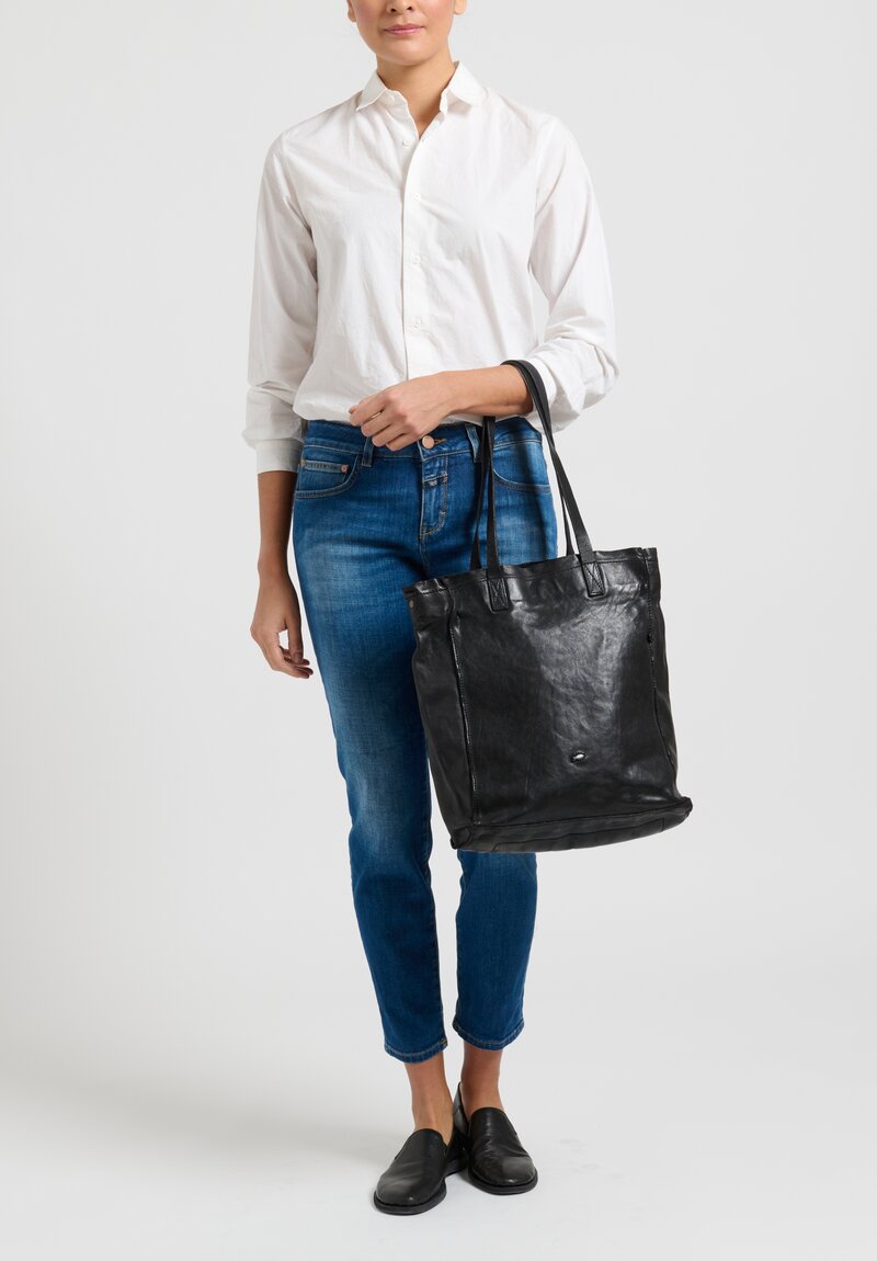 Campomaggi Leather Shopping Tote in Black	